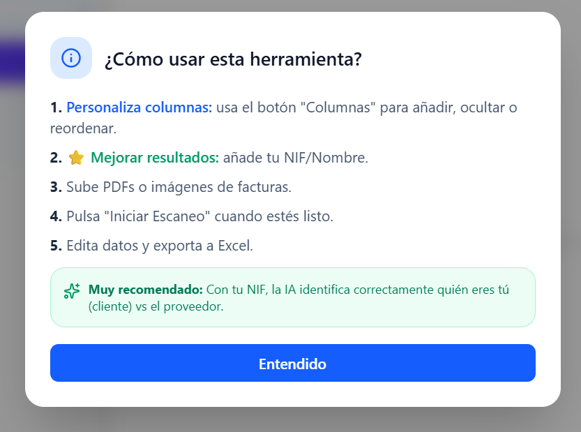 AIScan - Proceso de digitalizacion de facturas con IA mostrando flujo de trabajo