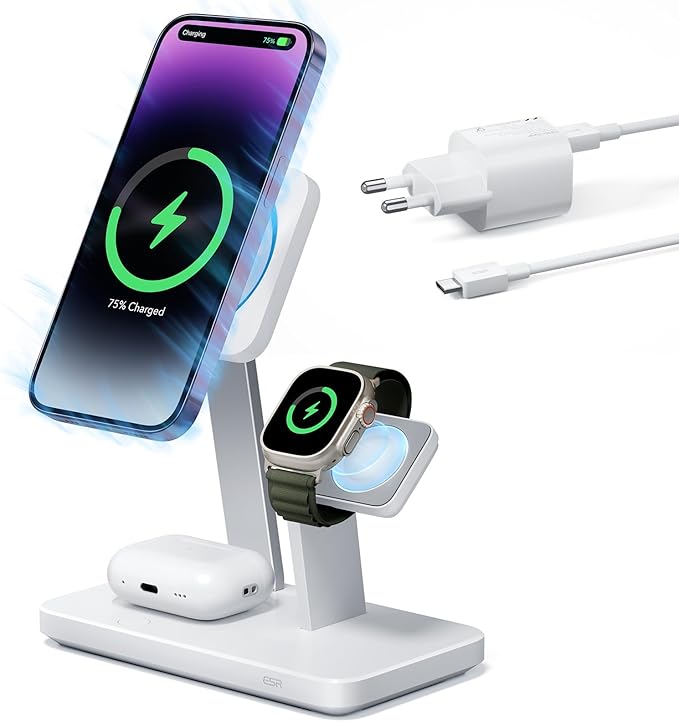 ESR Cargador Soporte 3-en-1 MagSafe 25W CryoBoost 2026