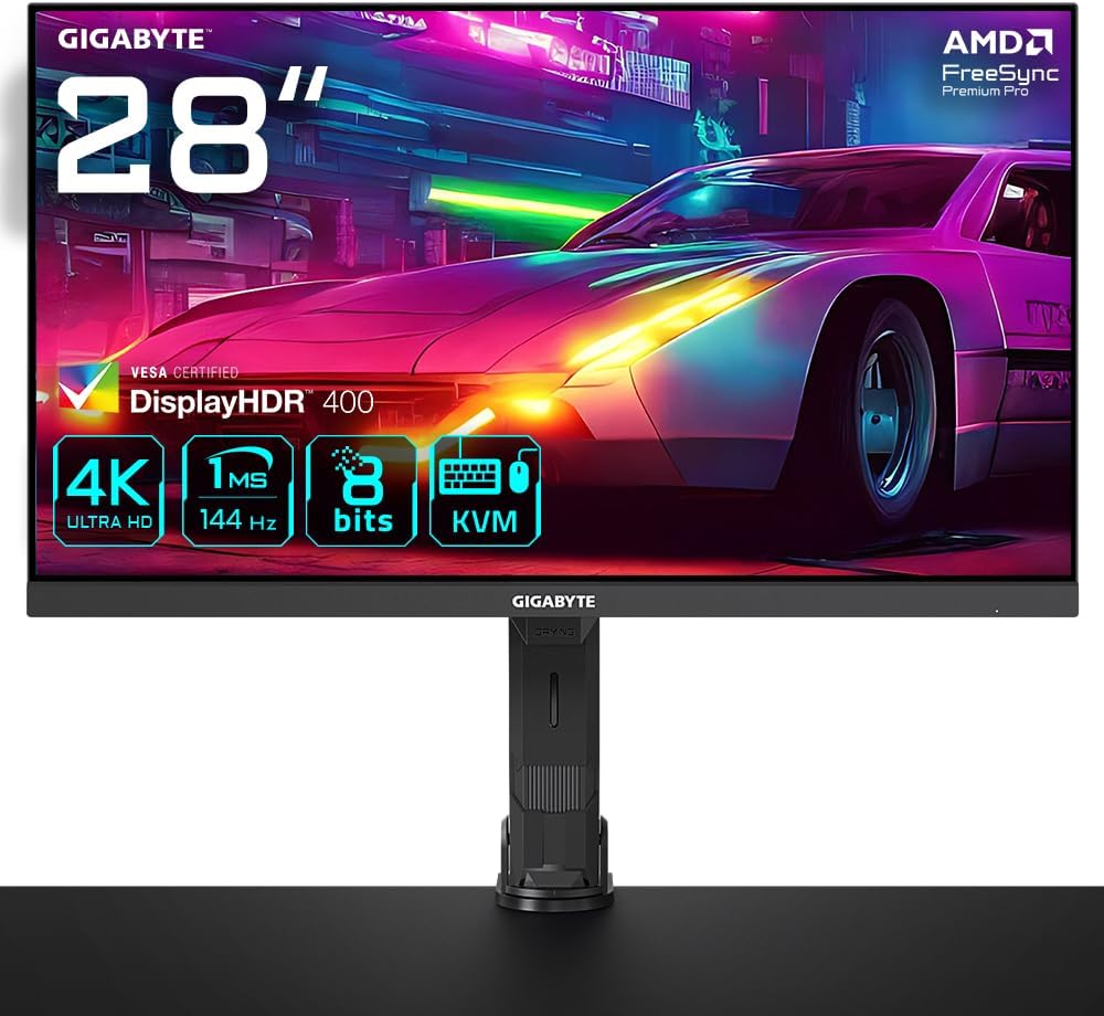 Gigabyte M28U Arm Edition monitor 4K 144Hz para programar