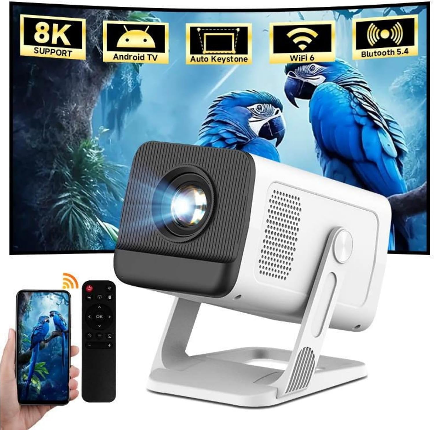 Kavendi proyector portátil Android 14 regalo cine en casa