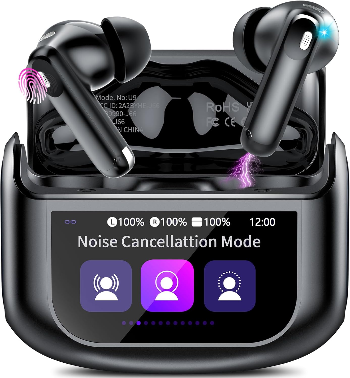 Thunelec auriculares con pantalla táctil LED y ANC