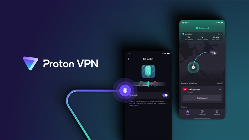 App de Proton VPN: NetShield bloqueando anuncios, rastreadores y dominios maliciosos