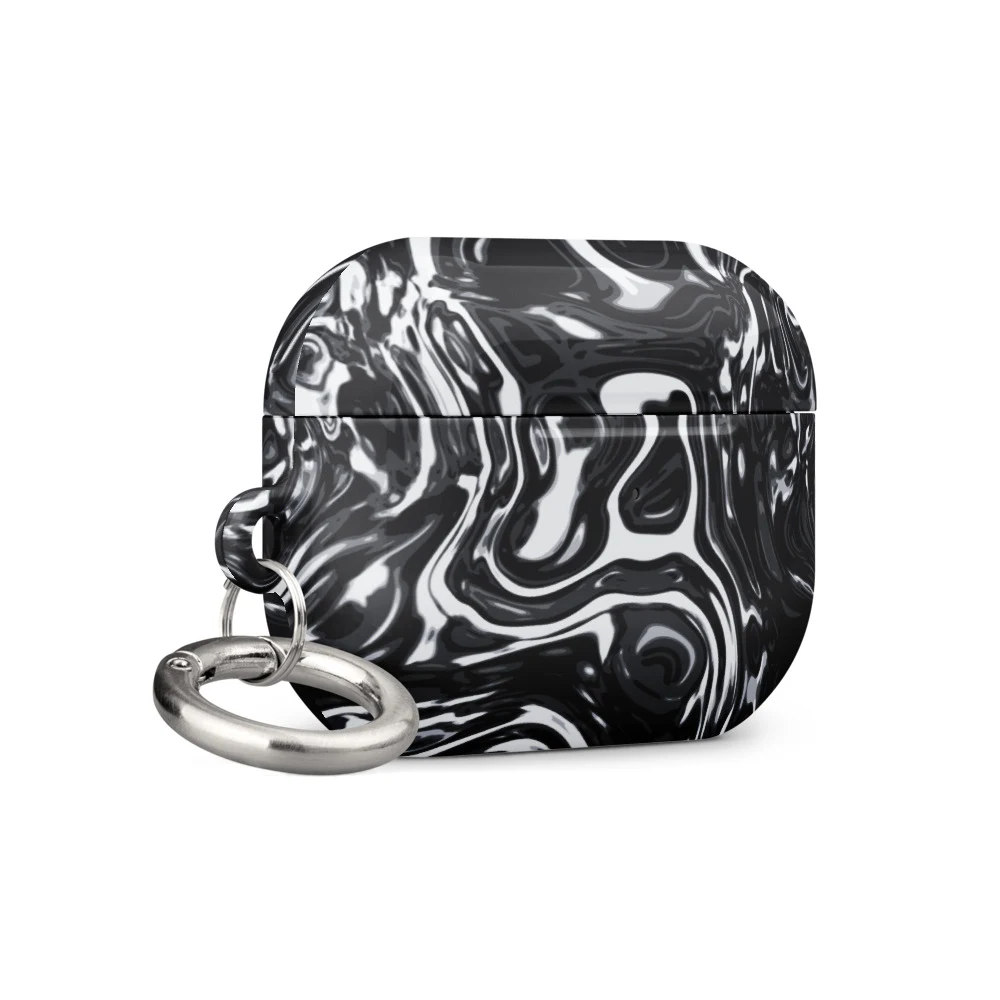 Funda premium para AirPods, diseño Metal líquido oscuro en AirPods Pro (2.ª generación): plana