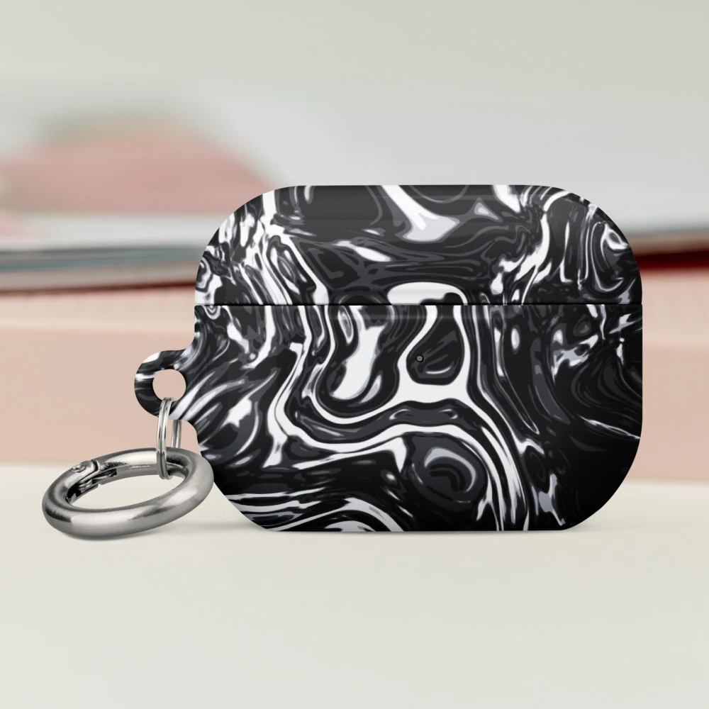 Funda premium para AirPods, diseño Metal líquido oscuro en AirPods Pro (2.ª generación): ambiente