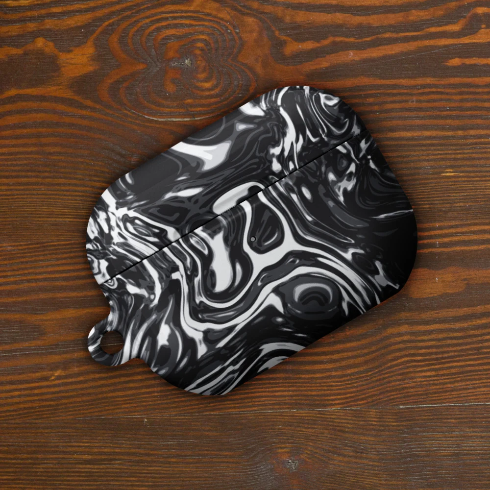 Funda premium para AirPods, diseño Metal líquido oscuro en AirPods Pro (2.ª generación): ambiente