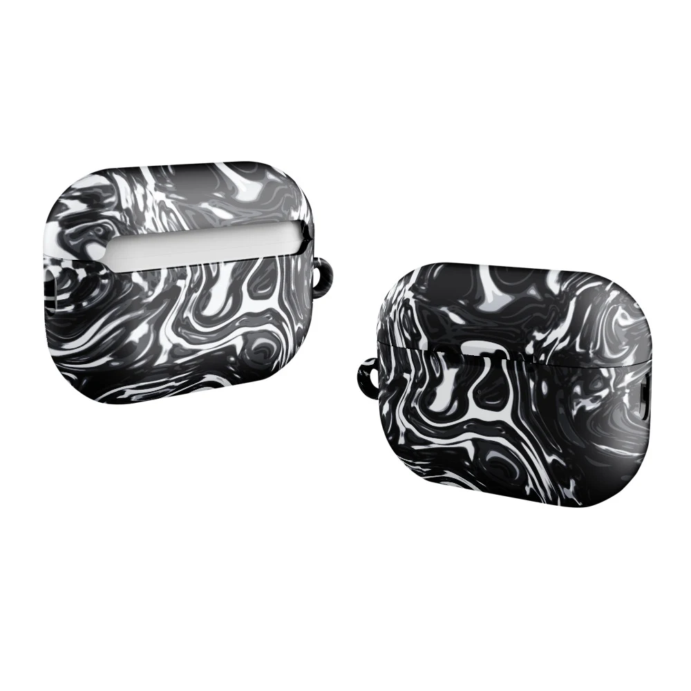 Funda premium para AirPods, diseño Metal líquido oscuro en AirPods Pro (2.ª generación): plana