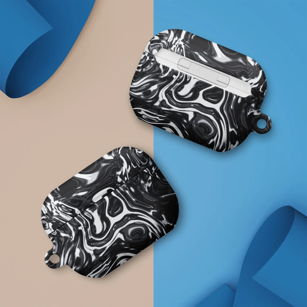 Funda premium para AirPods, diseño Metal líquido oscuro en AirPods Pro (2.ª generación): ambiente
