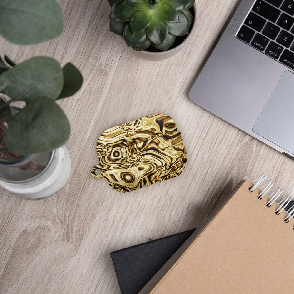 Funda premium para AirPods, diseño Oro en AirPods Pro (2.ª generación): ambiente
