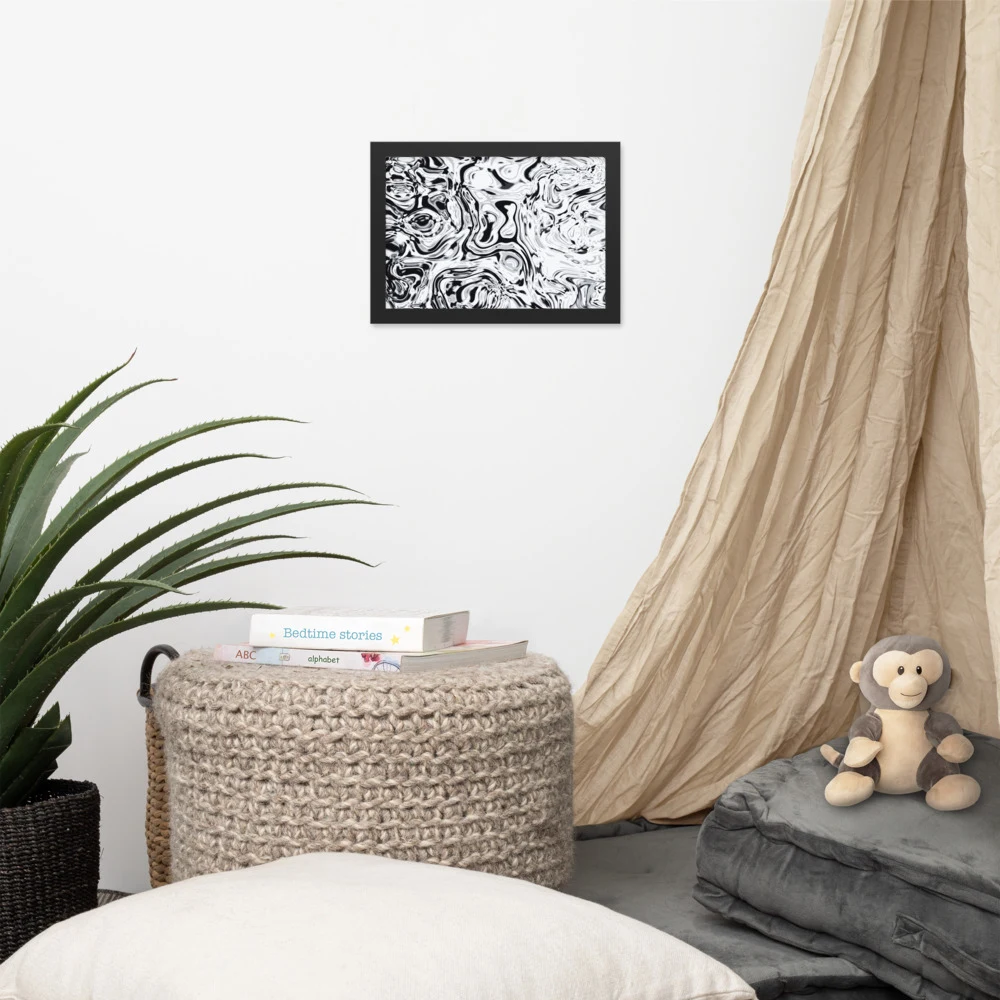 Cuadro enmarcado premium, diseño Metal líquido en 30 × 21 cm: ambiente