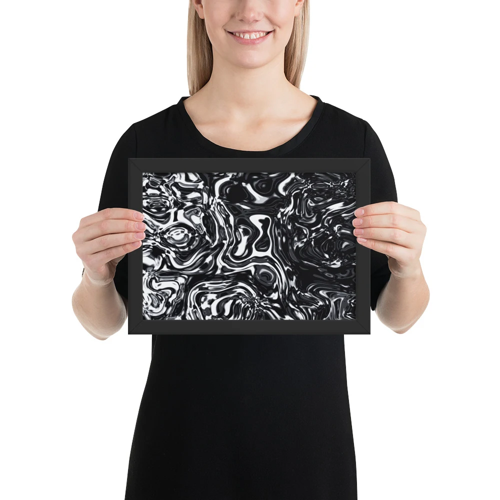 Cuadro enmarcado premium, diseño Metal líquido oscuro en 30 × 21 cm: 17815