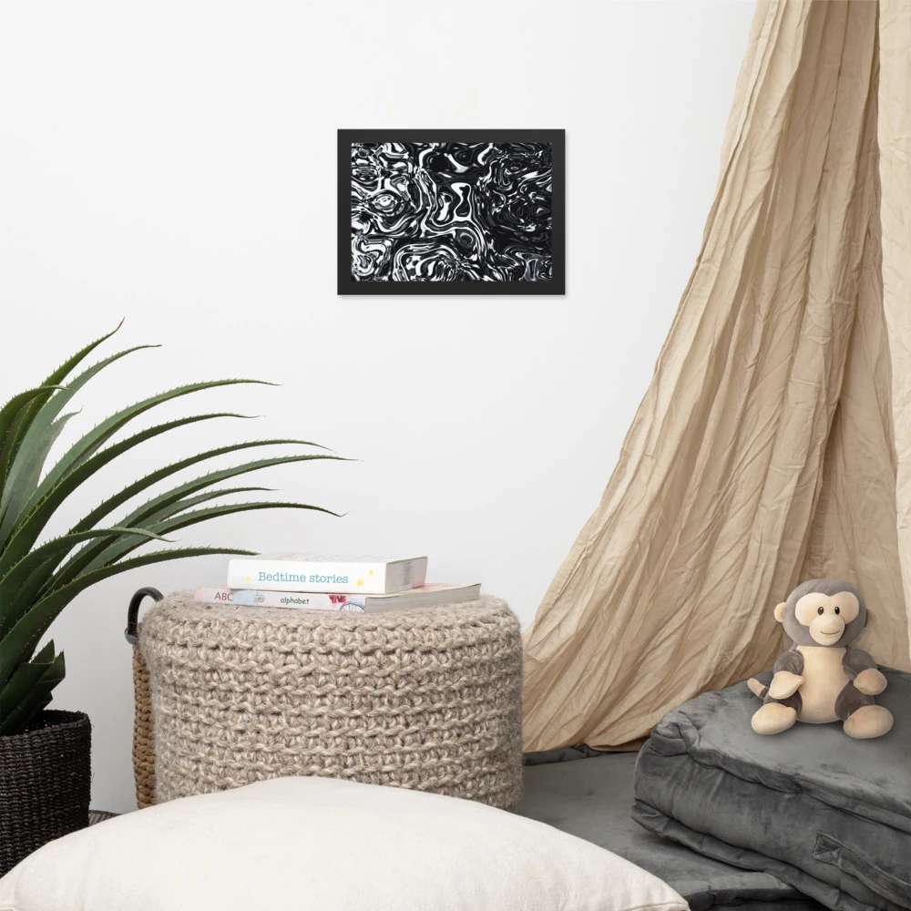 Cuadro enmarcado premium, diseño Metal líquido oscuro en 30 × 21 cm: 17893