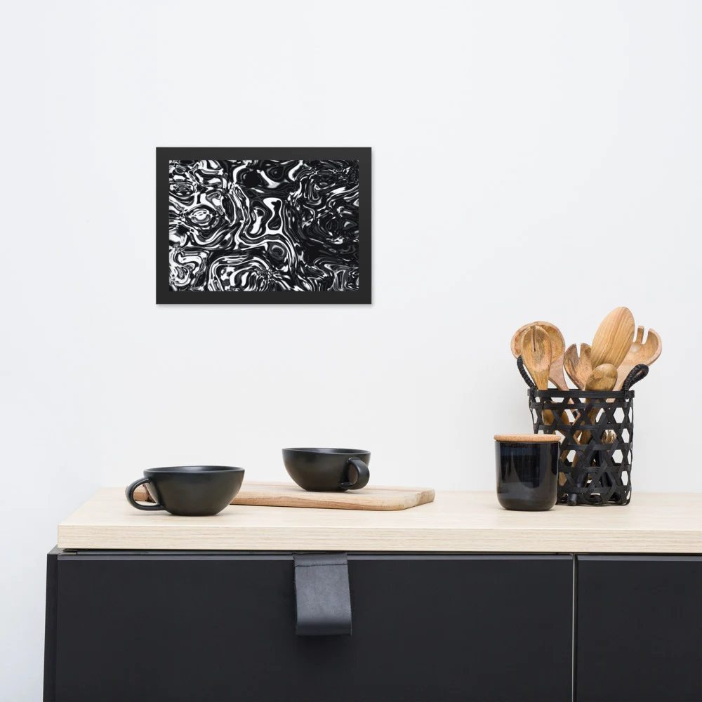 Cuadro enmarcado premium, diseño Metal líquido oscuro en 30 × 21 cm: 17901