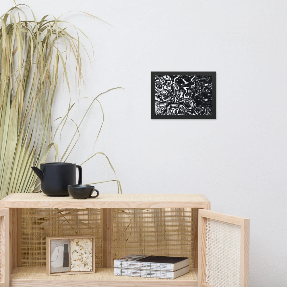 Cuadro enmarcado premium, diseño Metal líquido oscuro en 30 × 21 cm: 17909