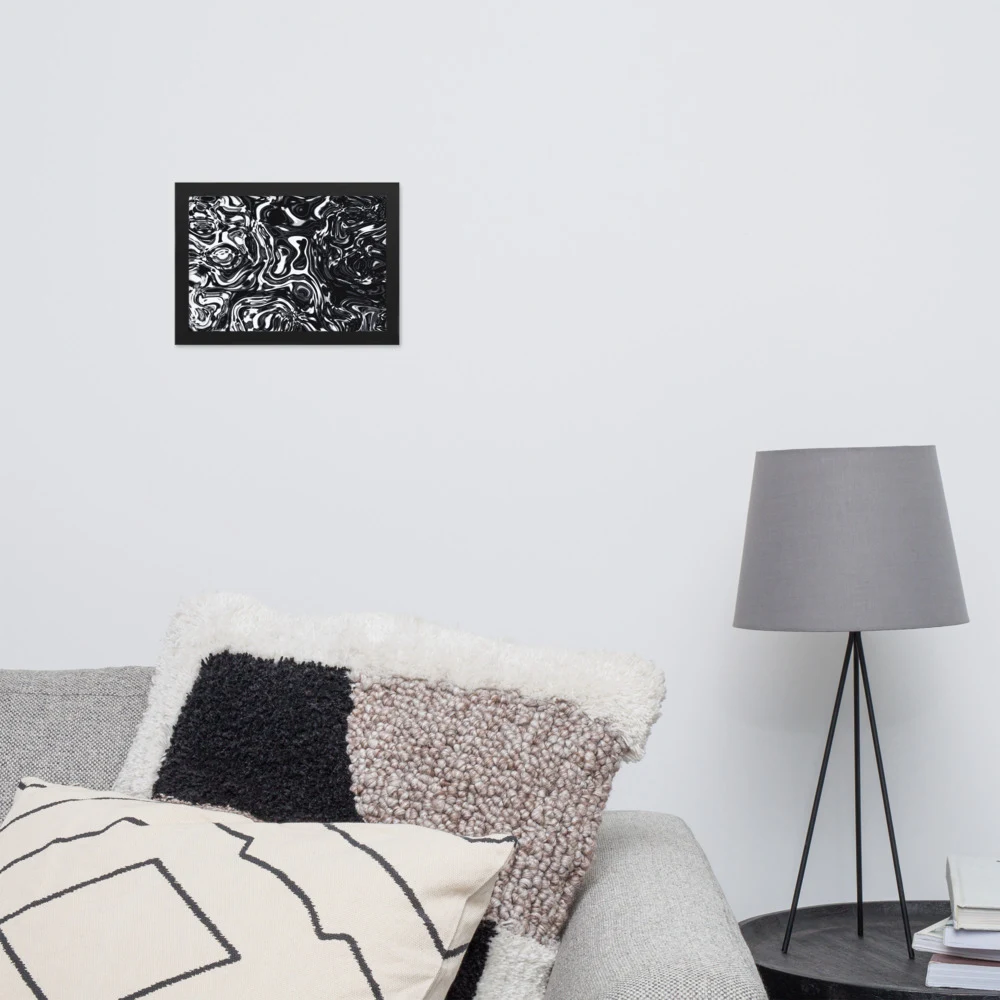 Cuadro enmarcado premium, diseño Metal líquido oscuro en 30 × 21 cm: 17917