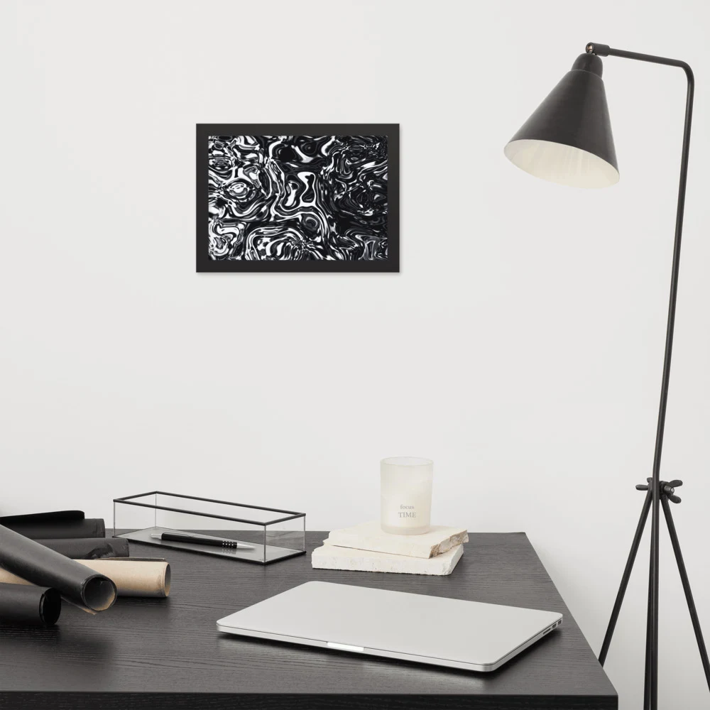 Cuadro enmarcado premium, diseño Metal líquido oscuro en 30 × 21 cm: 17925