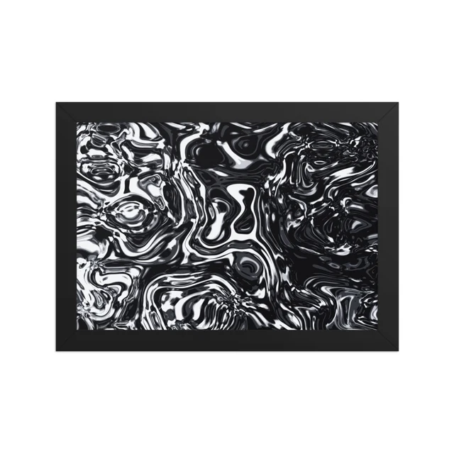 Cuadro enmarcado premium, diseño Metal líquido oscuro