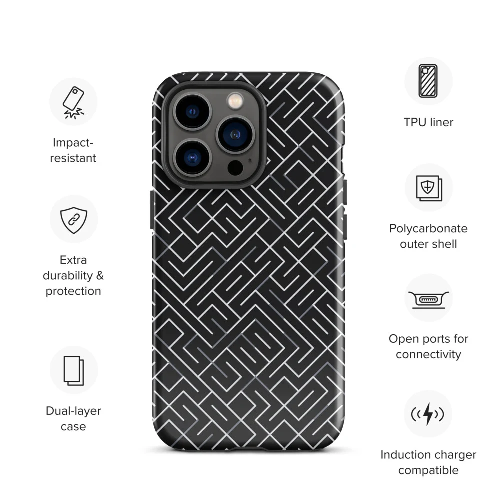 Funda reforzada premium para iPhone, diseño Laberinto en iPhone 17 Pro Max: product specs