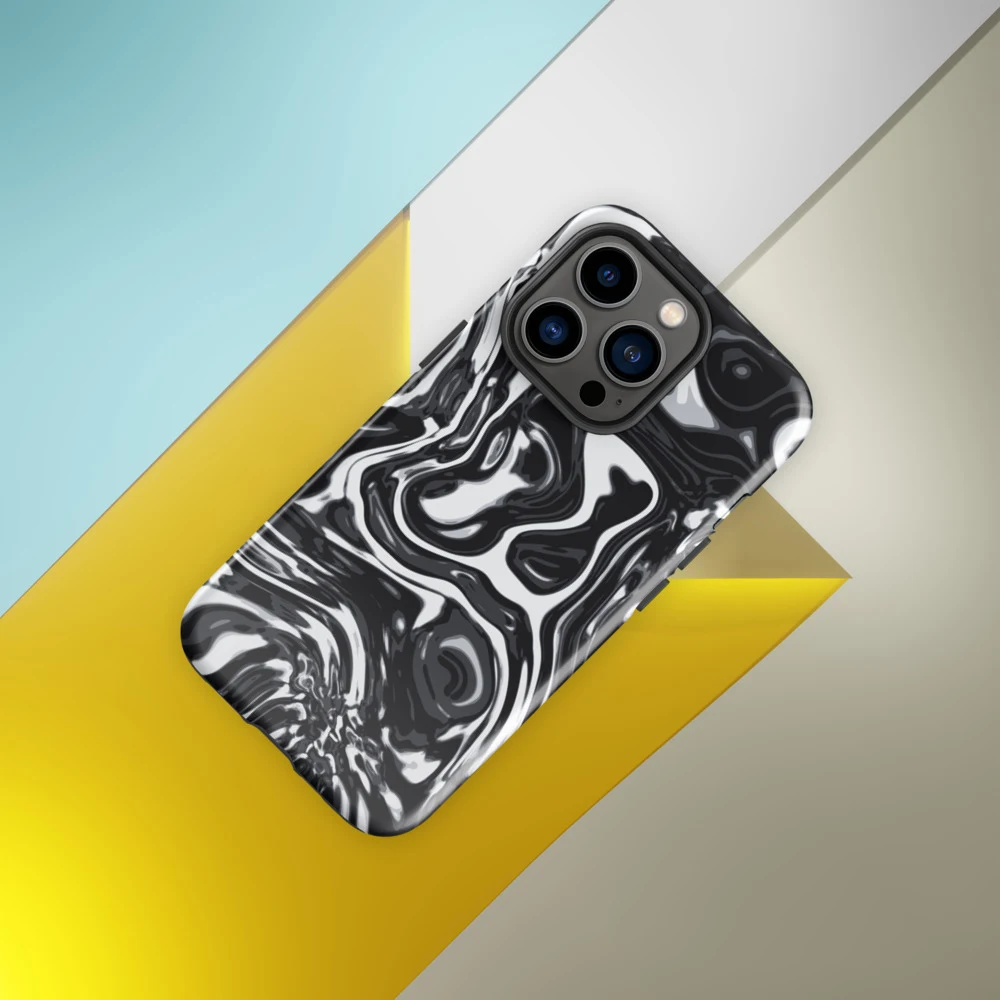 Funda reforzada premium para iPhone, diseño Metal líquido oscuro en iPhone 17 Pro Max: ambiente