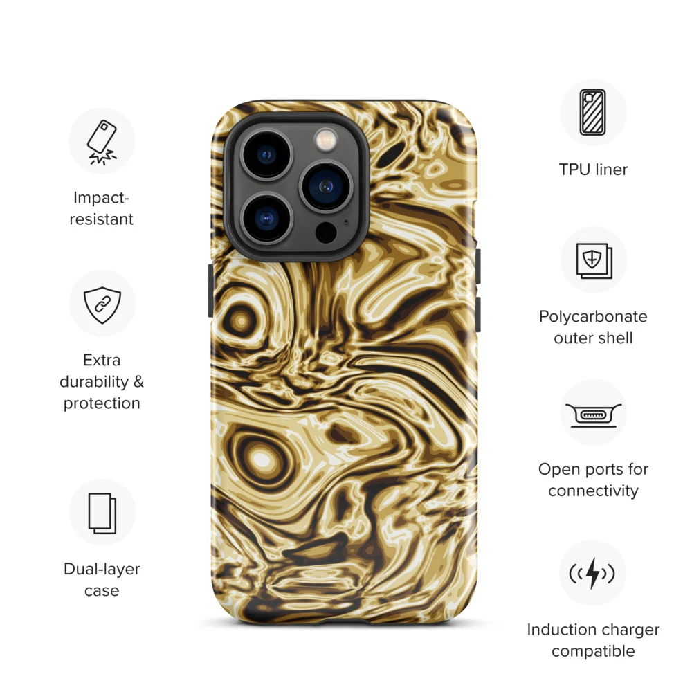 Funda reforzada premium para iPhone, diseño Oro en iPhone 17 Pro Max: product specs