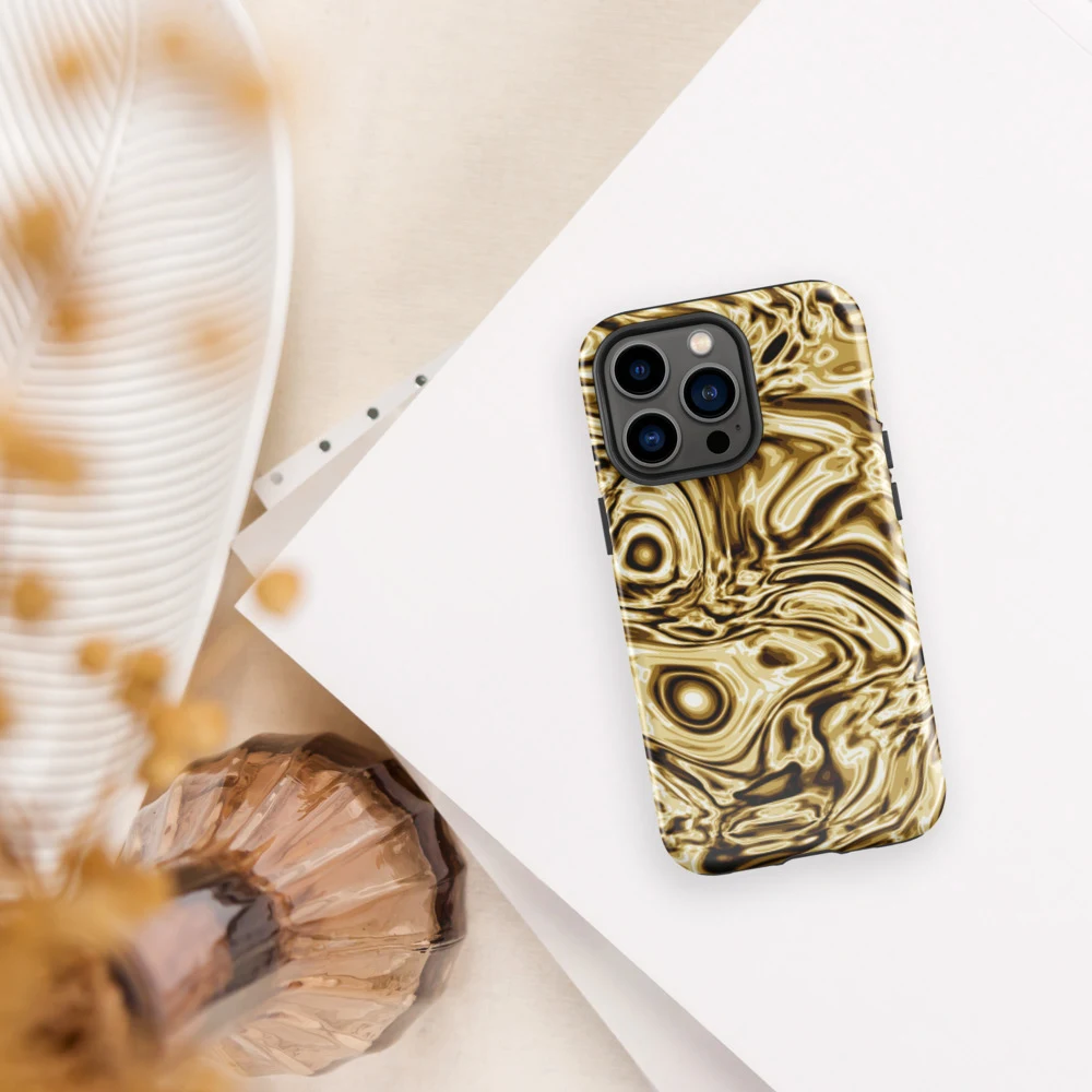 Funda reforzada premium para iPhone, diseño Oro en iPhone 17 Pro Max: ambiente