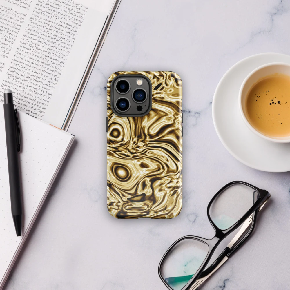 Funda reforzada premium para iPhone, diseño Oro en iPhone 17 Pro Max: ambiente