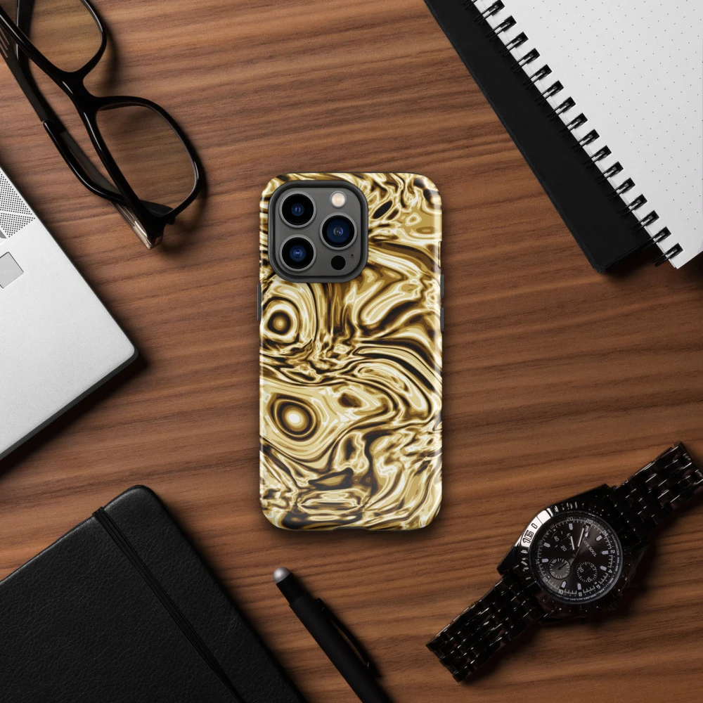 Funda reforzada premium para iPhone, diseño Oro en iPhone 17 Pro Max: ambiente