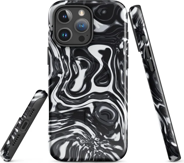 Funda MagSafe premium para iPhone, diseño Metal líquido oscuro