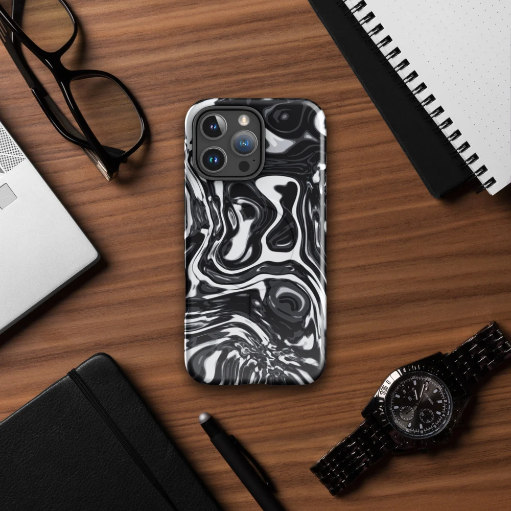 Funda MagSafe premium para iPhone, diseño Metal líquido oscuro en iPhone 17 Pro Max: ambiente