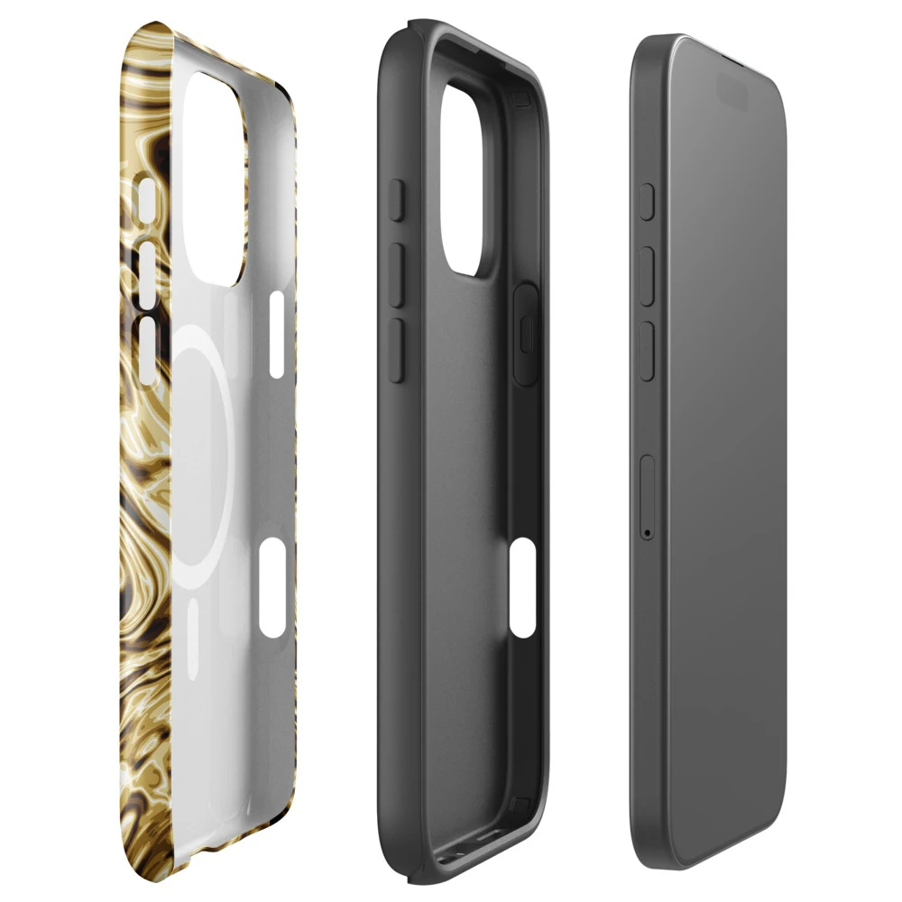 Funda MagSafe premium para iPhone, diseño Oro en iPhone 17 Pro Max: ambiente