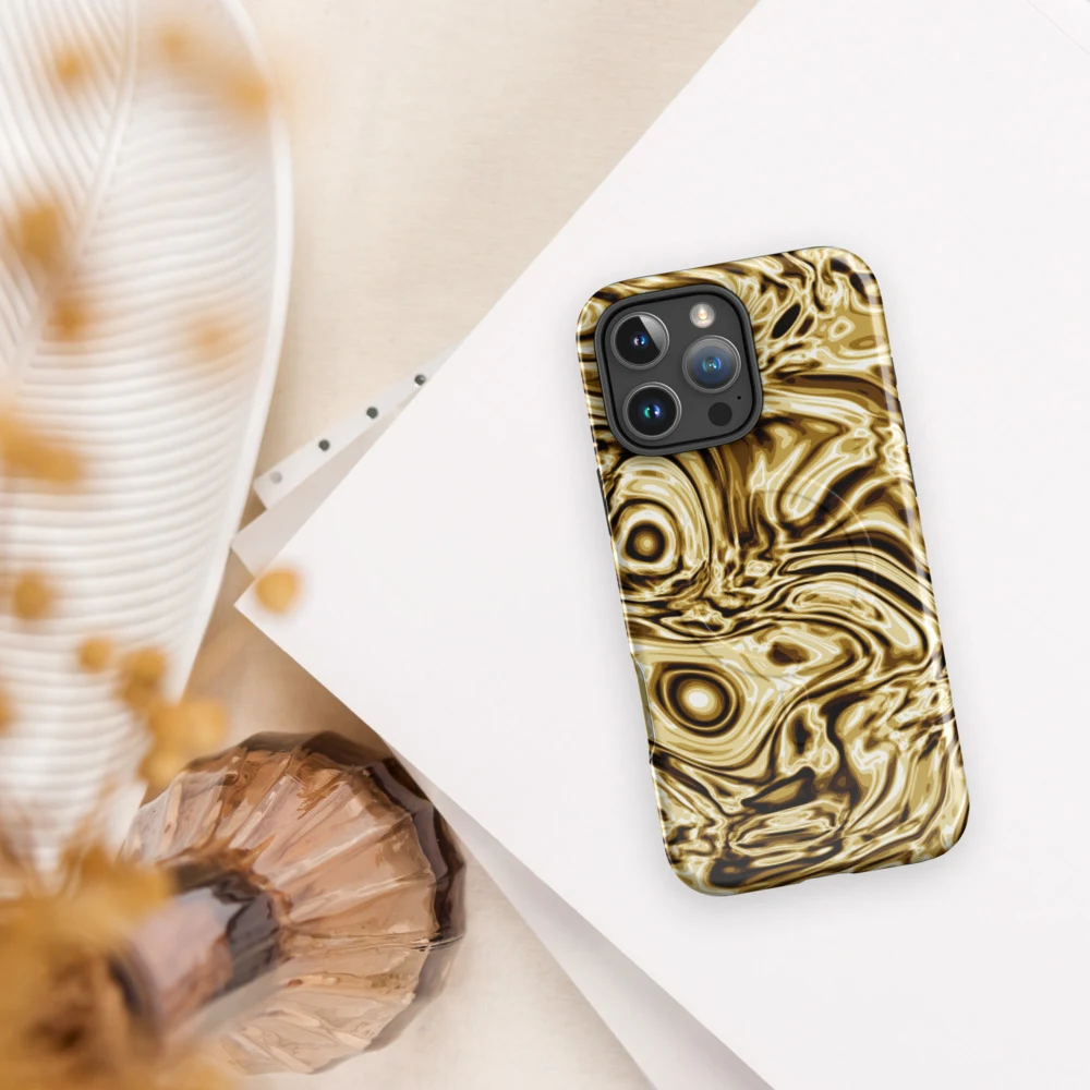 Funda MagSafe premium para iPhone, diseño Oro en iPhone 17 Pro Max: ambiente