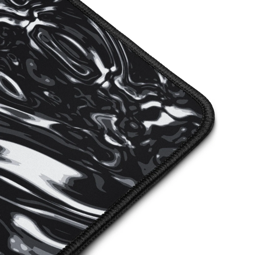Alfombrilla de escritorio premium, diseño Metal líquido oscuro: detalle