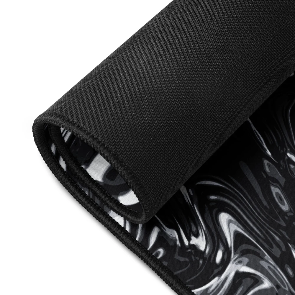 Alfombrilla de escritorio premium, diseño Metal líquido oscuro: detalle