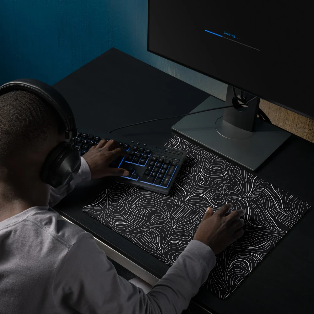 Alfombrilla gaming premium, diseño Flujo en 46 × 41 cm: ambiente