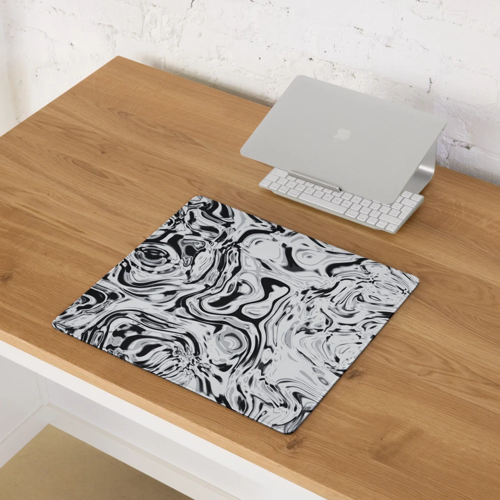 Alfombrilla gaming premium, diseño Metal líquido en 46 × 41 cm: ambiente