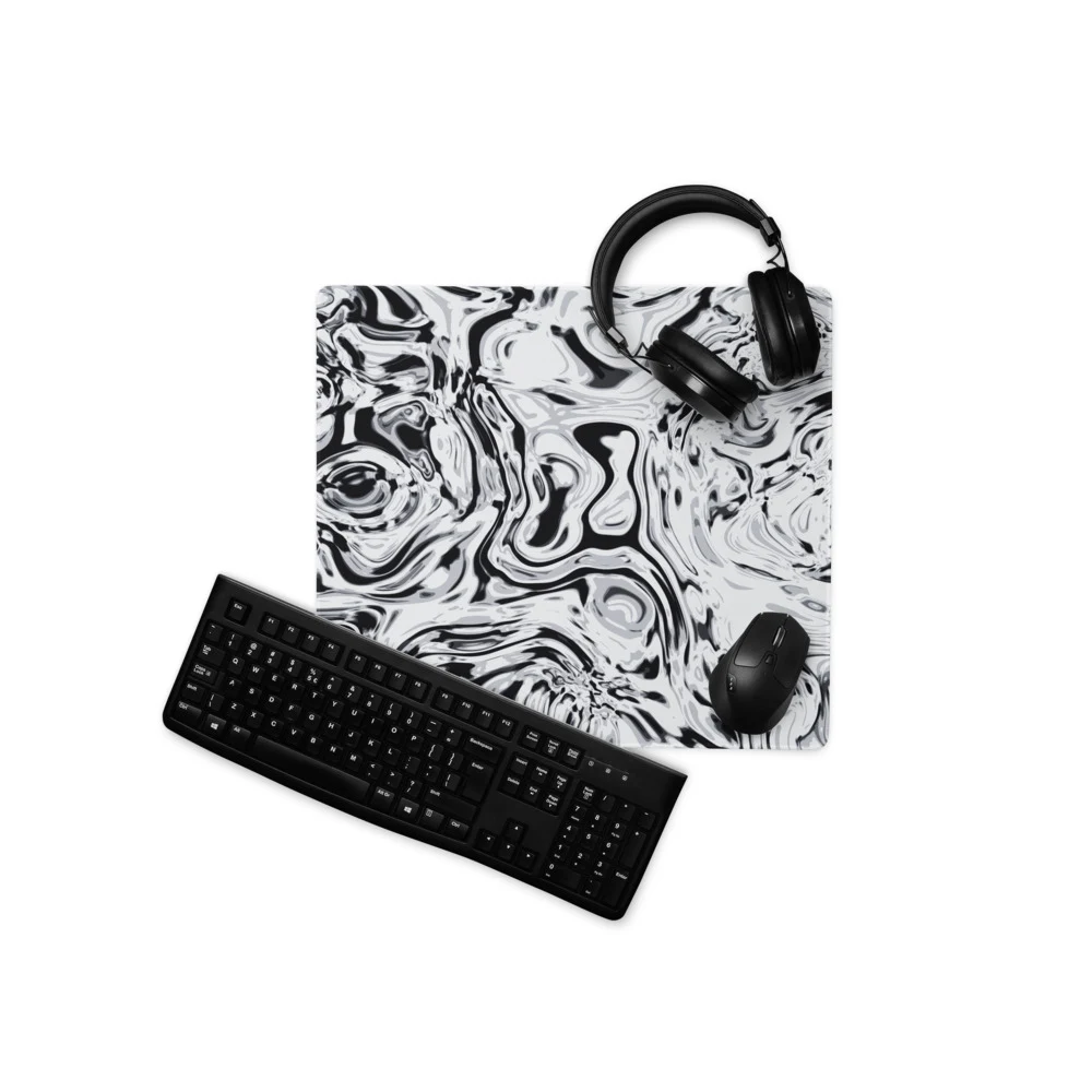 Alfombrilla gaming premium, diseño Metal líquido en 46 × 41 cm: ambiente