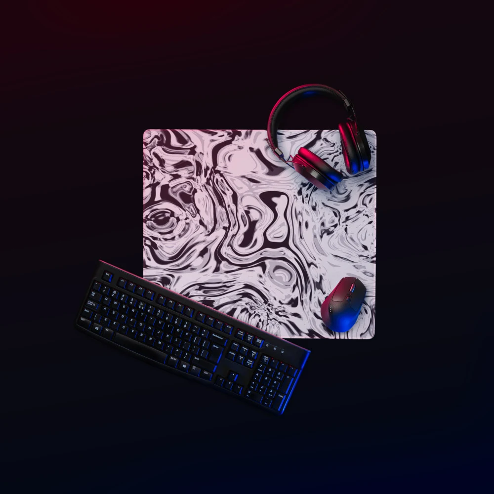Alfombrilla gaming premium, diseño Metal líquido en 46 × 41 cm: ambiente