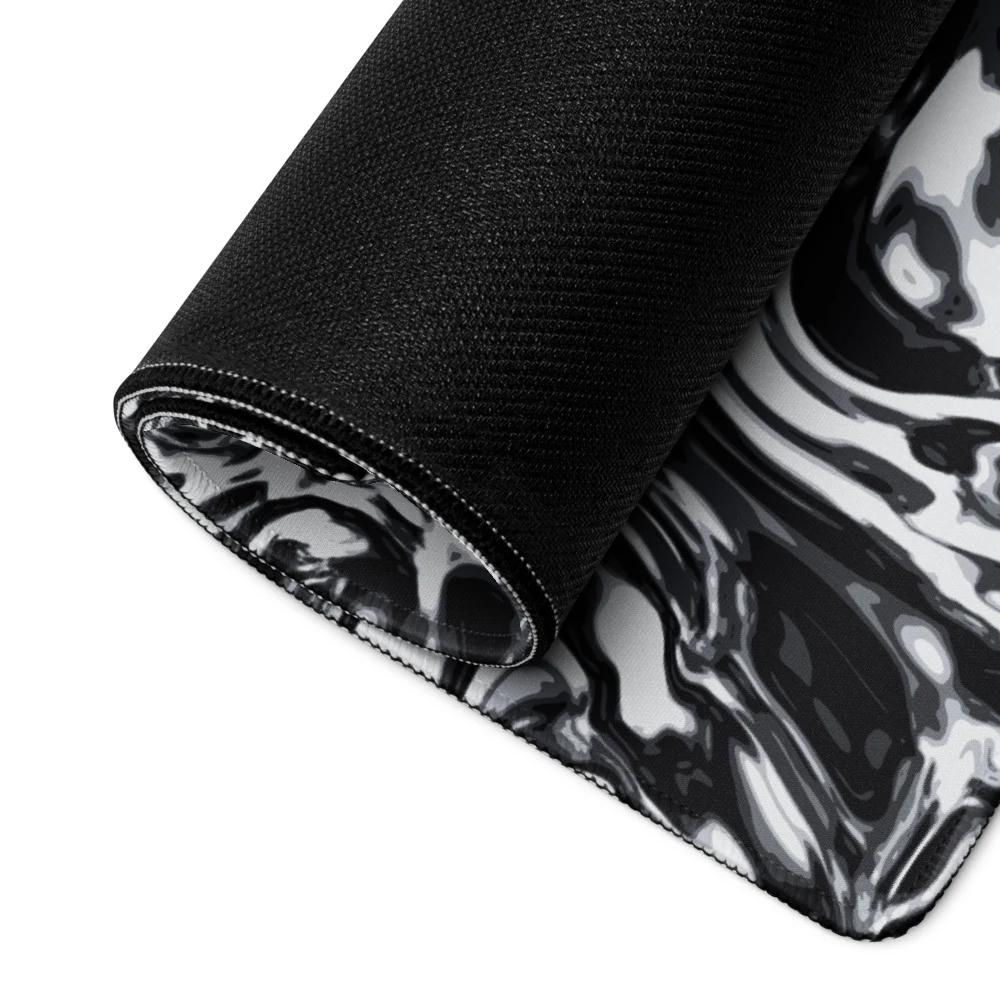 Alfombrilla gaming premium, diseño Metal líquido oscuro: detalle
