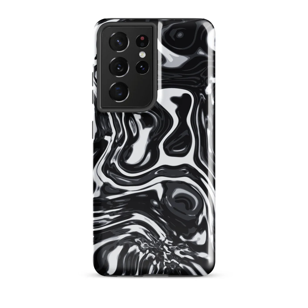 Funda reforzada premium para Samsung, diseño Metal líquido oscuro en Galaxy S26 Ultra: plana