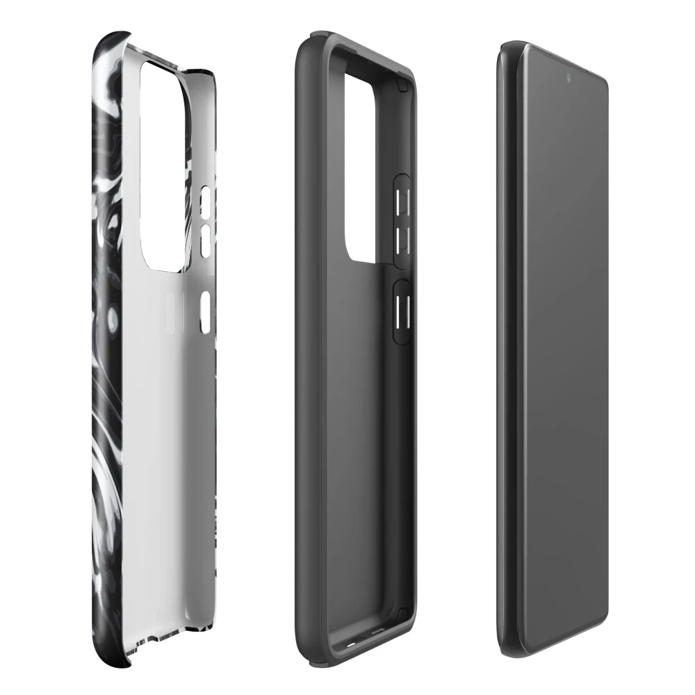 Funda reforzada premium para Samsung, diseño Metal líquido oscuro en Galaxy S26 Ultra: ambiente