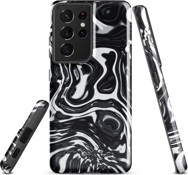 Funda reforzada premium para Samsung, diseño Metal líquido oscuro