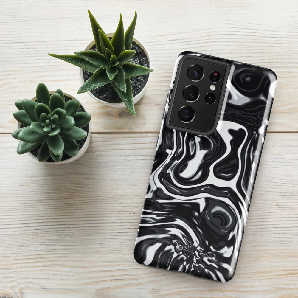 Funda reforzada premium para Samsung, diseño Metal líquido oscuro en Galaxy S26 Ultra: ambiente