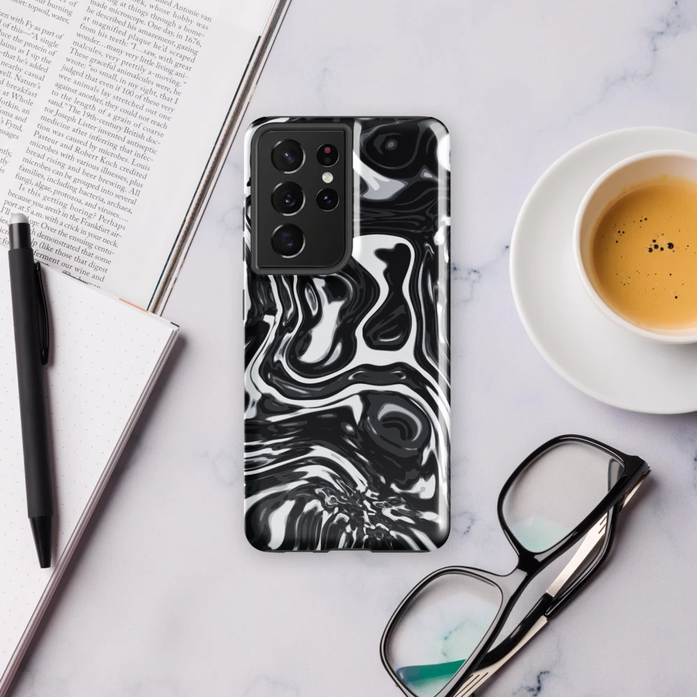 Funda reforzada premium para Samsung, diseño Metal líquido oscuro en Galaxy S26 Ultra: ambiente