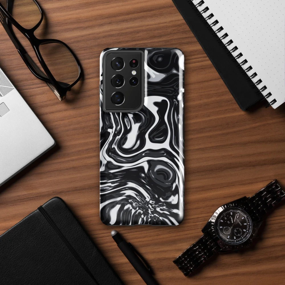 Funda reforzada premium para Samsung, diseño Metal líquido oscuro en Galaxy S26 Ultra: ambiente