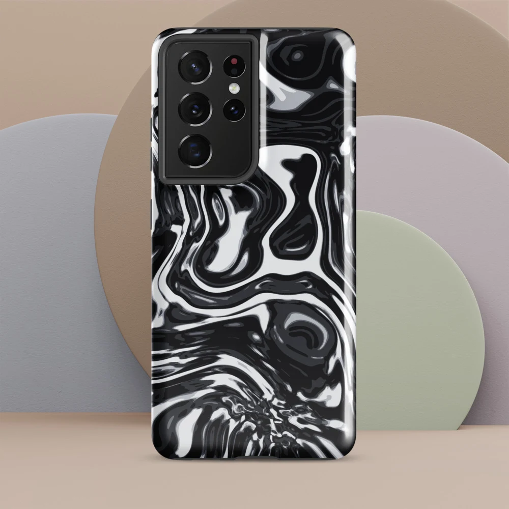 Funda reforzada premium para Samsung, diseño Metal líquido oscuro en Galaxy S26 Ultra: ambiente